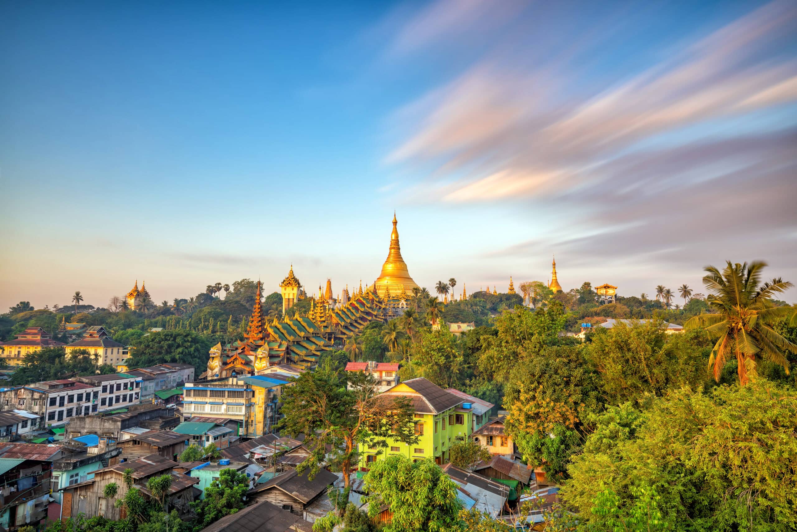 Yangon skyline with Shwedagon Pagoda in Myanmar