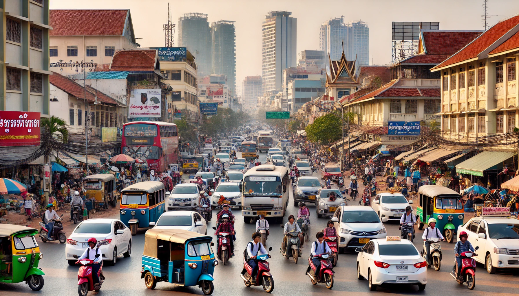 Causes of Traffic Jams or Traffic Congestion in Phnom Phen - Photo by AI