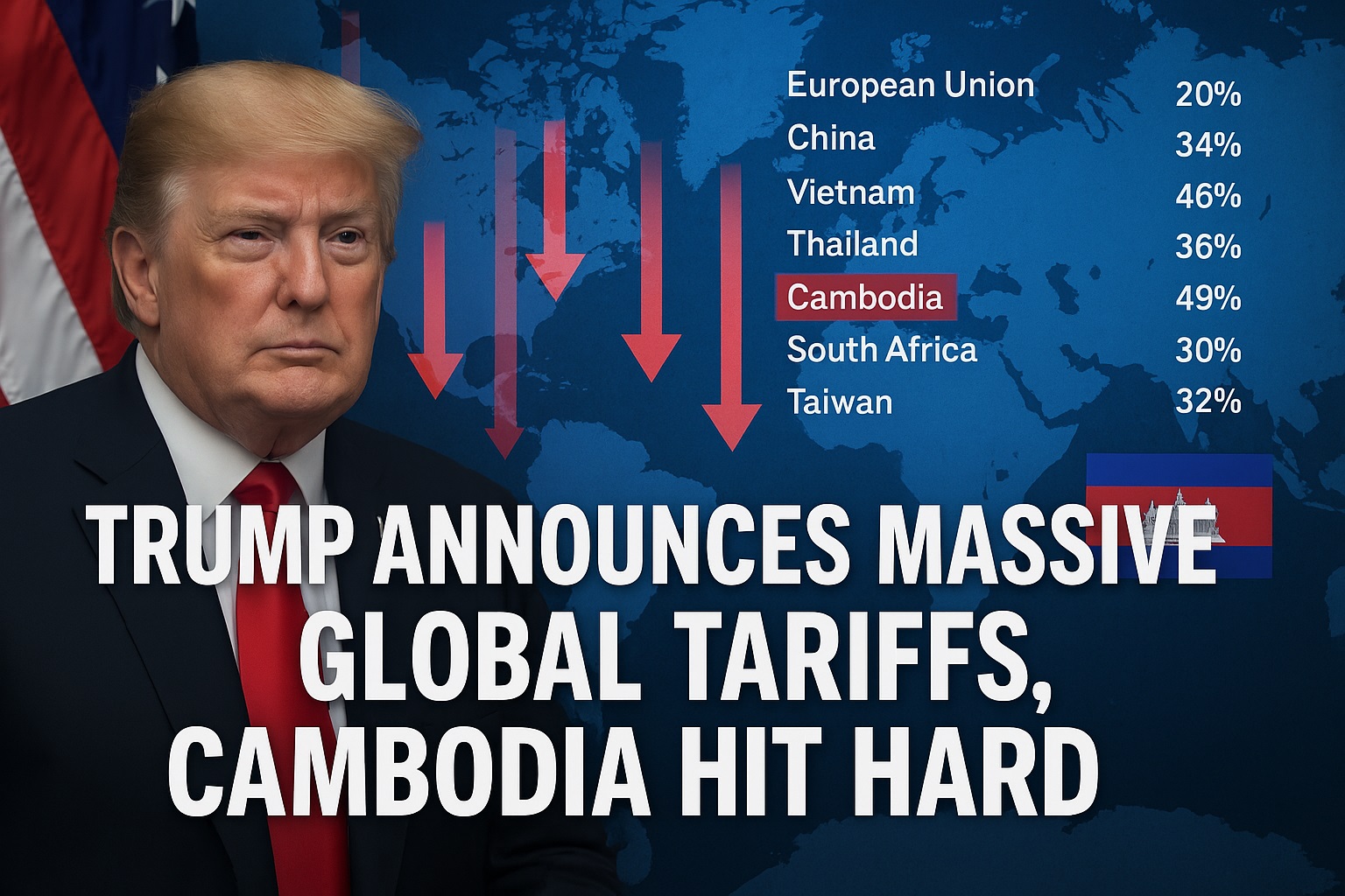 Cambodia is among the hardest-hit nations, facing a hefty 49% tariff on its exports to the United States.